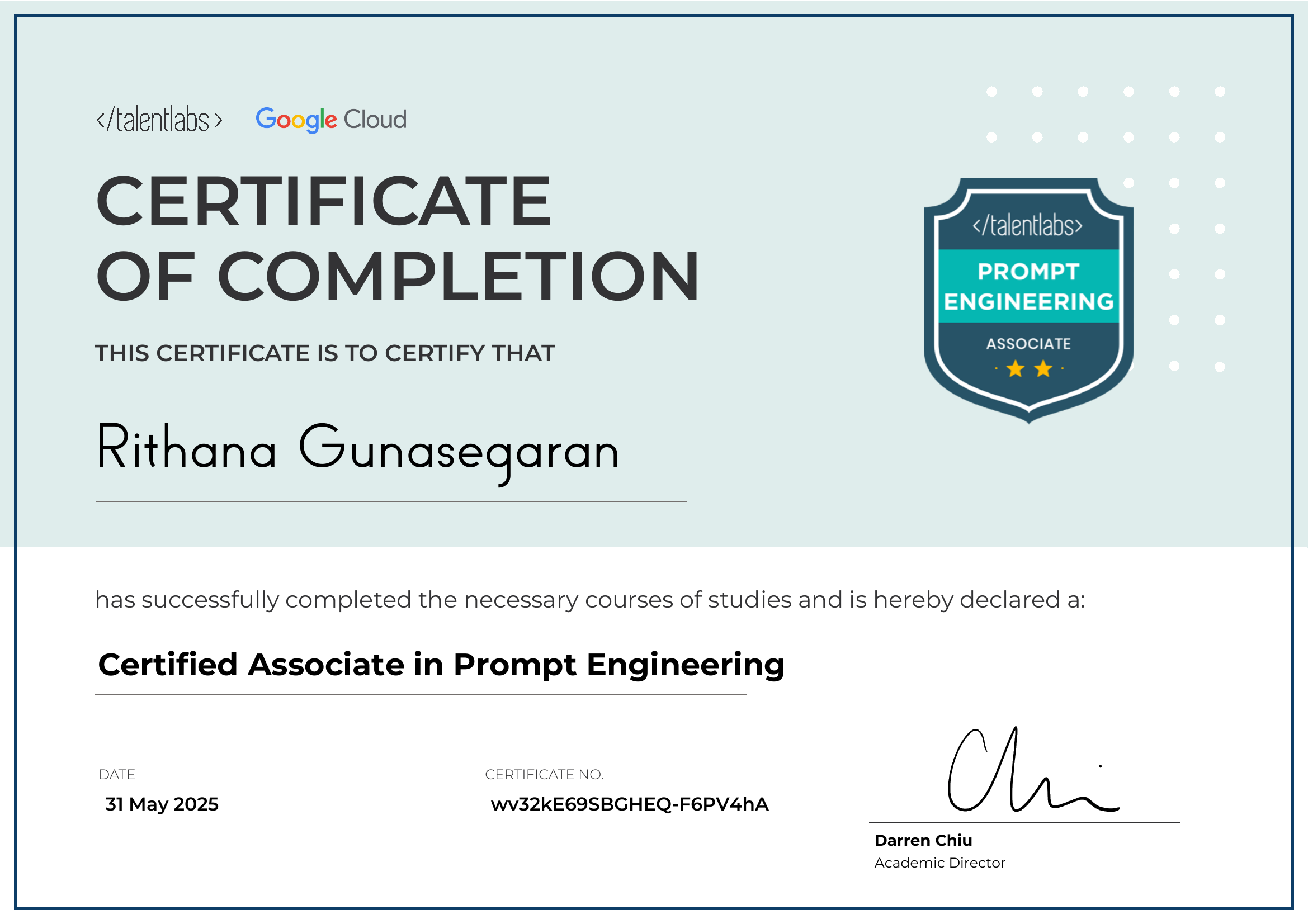 Certified Associate in Prompt Engineering certificate